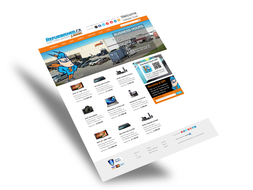 Capture d'écran du site de commerce électronique Refurbished.ca après sa migration vers Magento 2 réalisée par MageMontreal